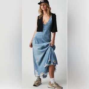 We The Free Wonderland Light Blue Denim Maxi Dress